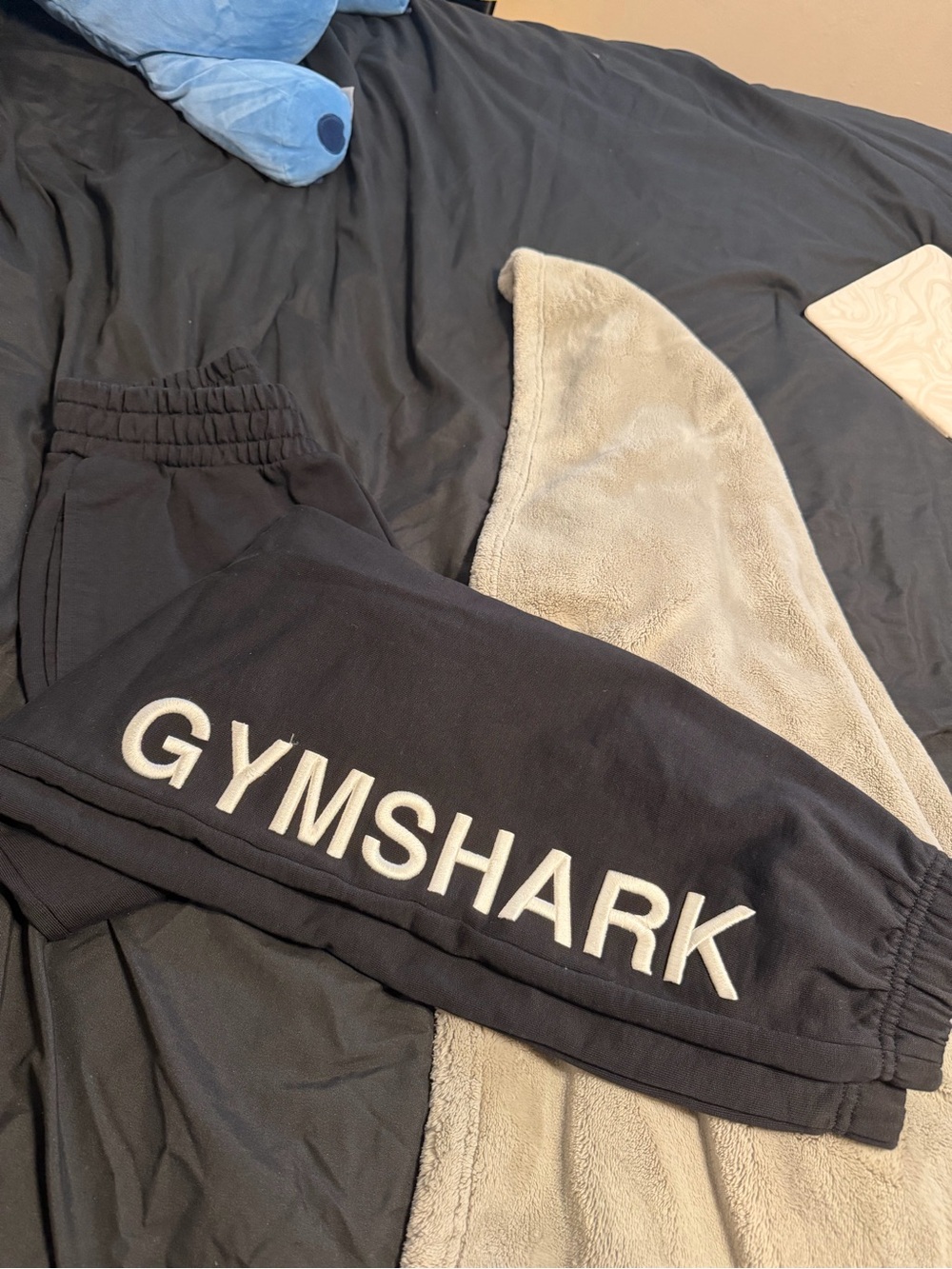 Gymshark Black Joggers with White Gymshark Logo